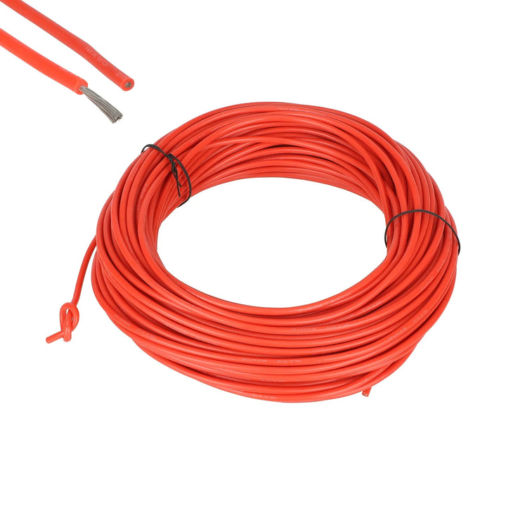 Red 16AWG Extra Soft High Temperature 30m Silicone Wire Solar Power Cable Flexible Extension Tinned Copper Wire PV Panel System DC Battery Cable