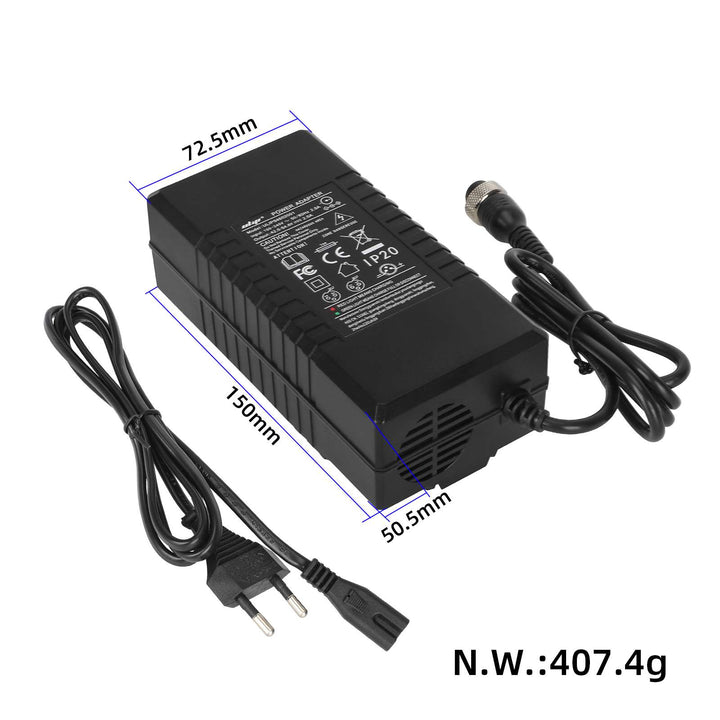 Ulip 42V~54.6V 2V CE FCC Certified Charger With GX16 3 Holes Head EU Plug Electric Scooter Battery Charger Replacement Parts Li-ion Battery Pack Charger Power Adapte Input 100-240V 48V 13S Lithium Skateboard Balance Vehicle Battery with Fan