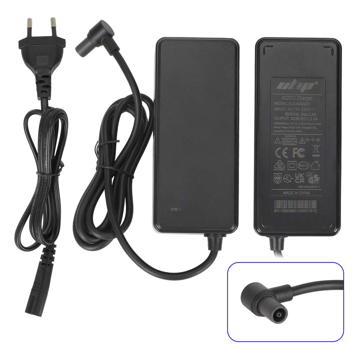 Ulip 54.6V 2A Charger with Hollow Head European Standard for Xiaomi 4 Pro 2nd Gen Xiaomi 4 Ultra Scooter Battery Charger Power Adapter Li-ion Battery Pack Charger Power Adapte Input 100-240V 48V 13S Lithium Skateboard Balance Vehicle Battery