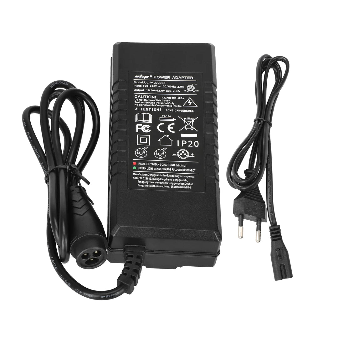 Ulip 18V to 42V2A Charger with Big LP16-3P Head EU Plug Ulip Big Eight Ming Head 42v2a Transformers European Standard Charger Electric Bike Electric Scooter 18V 36V 42V 2A Lithium Battery Charger Power Adapter