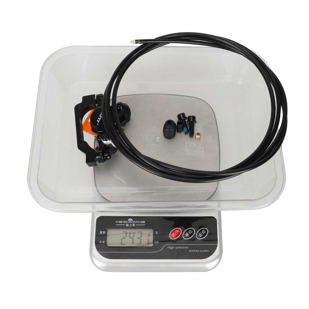 Kit freno idraulico posteriore destro NUTT con cavo freno da 180 cm e tubi olio da 220 mm, freno a disco idraulico per scooter elettrico a 2 pistoncini, kit freno a pressione olio per scooter elettrico con spegnimento a 2 PIN