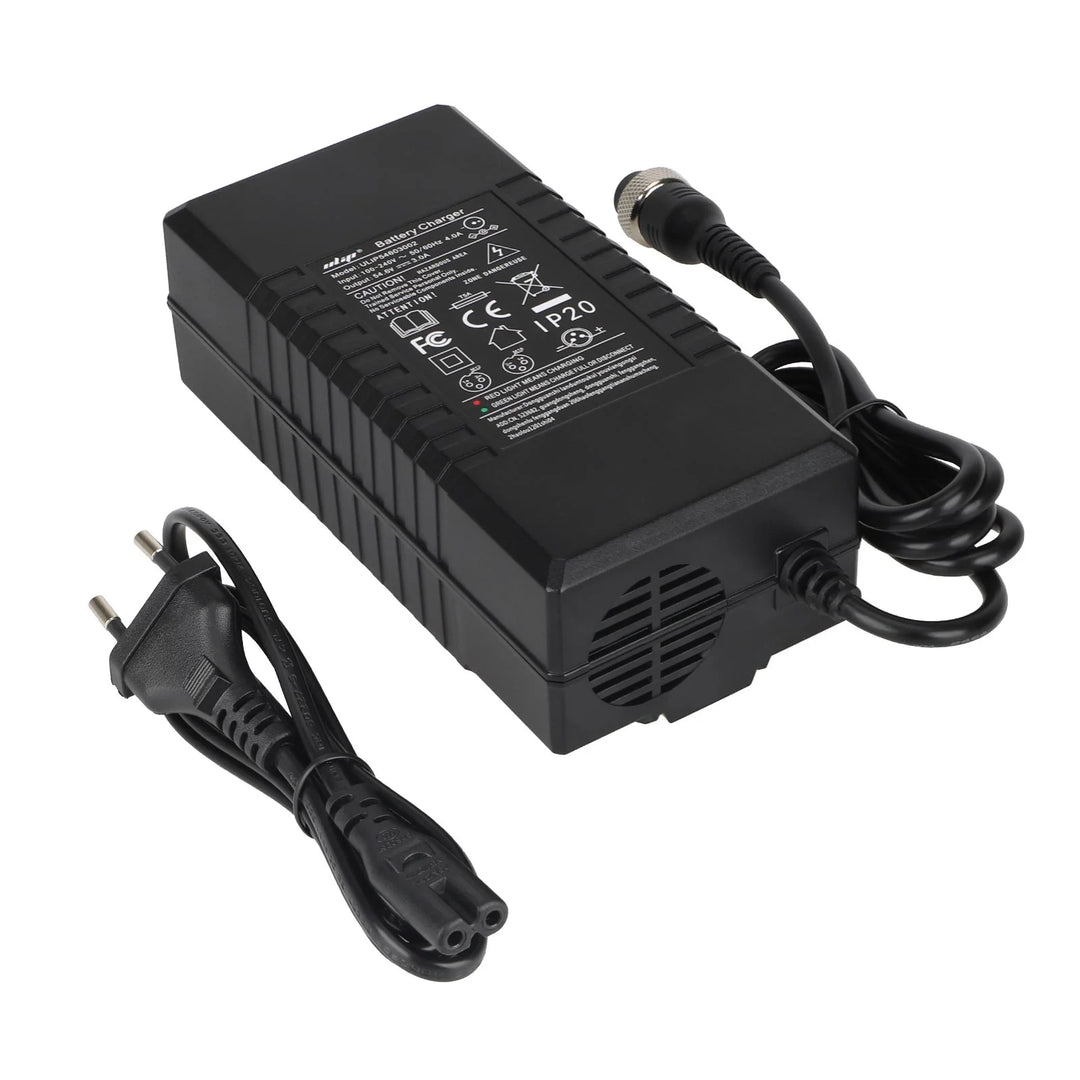 Ulip 42V~54.6V 3A CE FCC Certified Charger With GX16 3 Holes Head EU Plug Electric Scooter Battery Charger Replacement Parts Li-ion Battery Pack Charger Power Adapte Input 100-240V 48V 13S Lithium Skateboard Balance Vehicle Battery with Fan