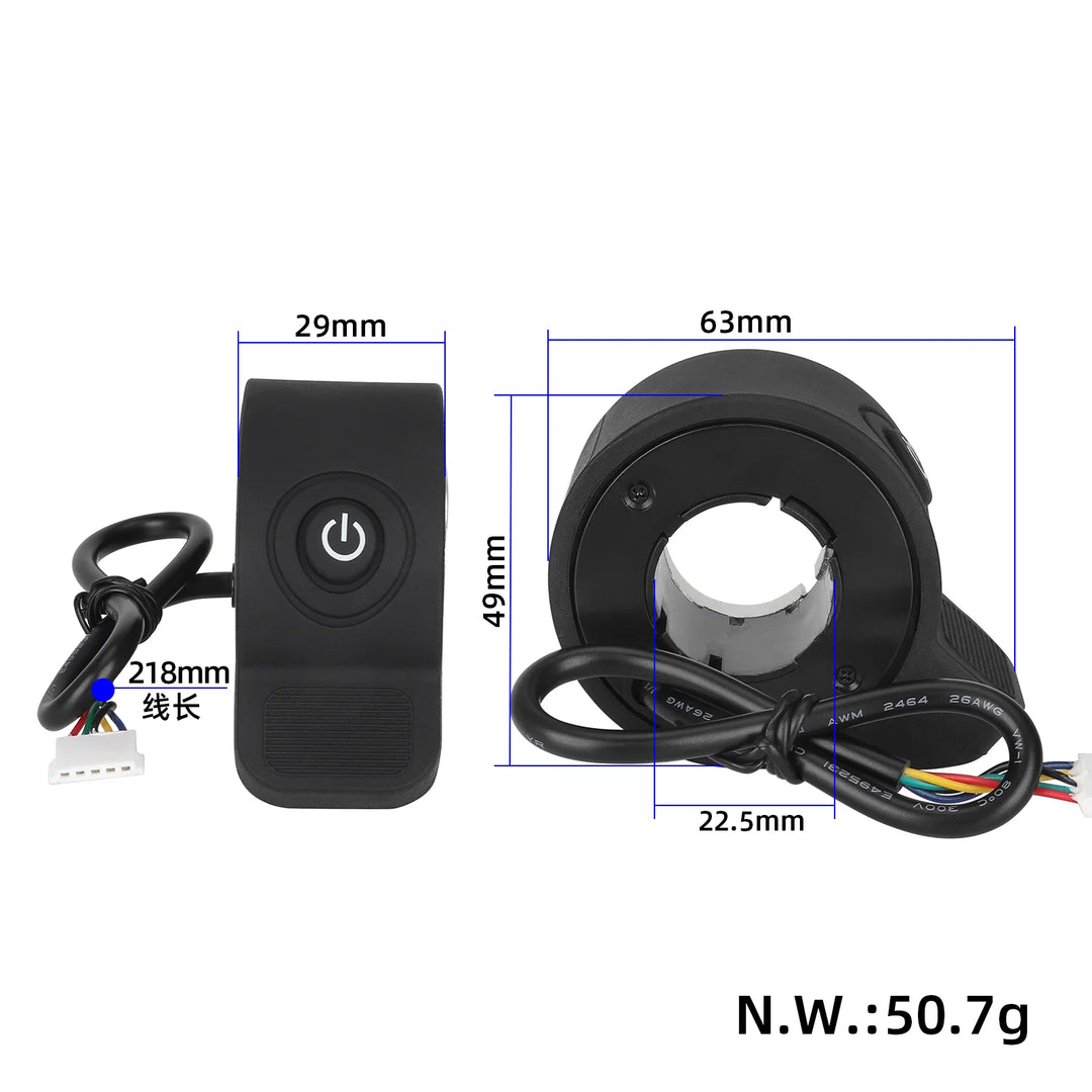 Acceleratore Black Power con interruttore luci per monopattini KUGOO S1 Plus Acceleratore a pollice con regolatore integrato cablato