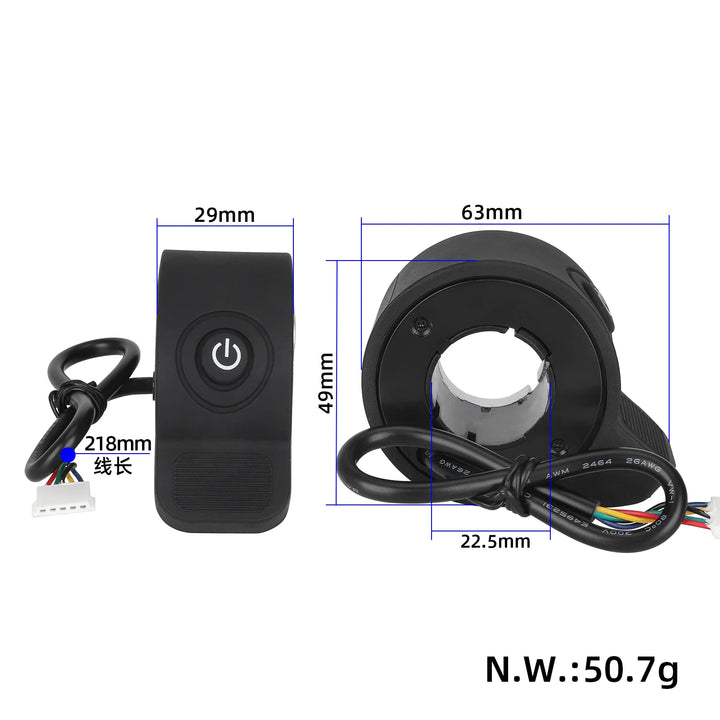 Acceleratore Black Power con interruttore luci per monopattini KUGOO S1 Plus Acceleratore a pollice con regolatore integrato cablato