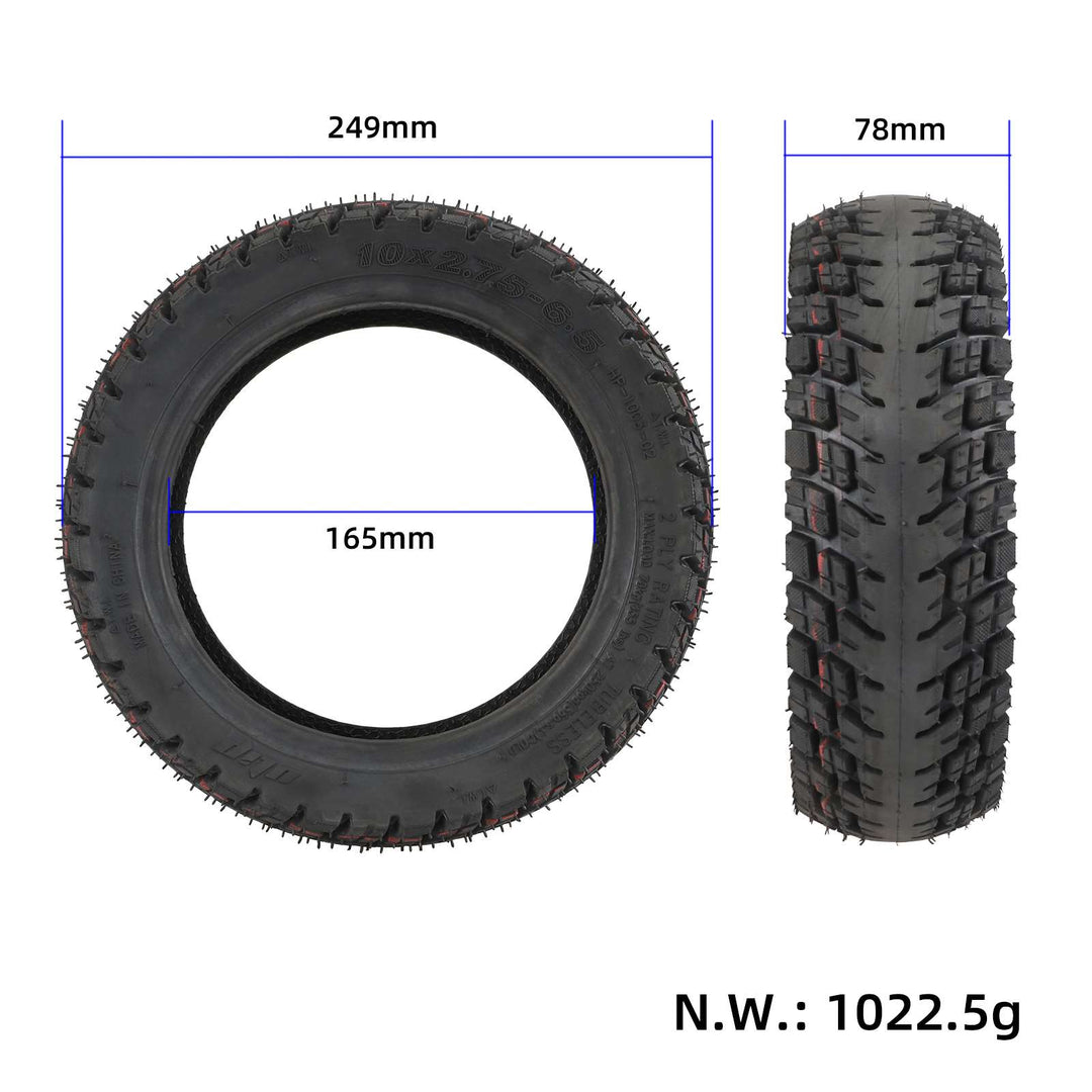 Ulip 10 Inch 10*2.75-6.5 Self-repairing E-Scooter Vacuum Tyre with Goo Gel 10*2.75-6.5 Widen Tubeless Tire with Gel 10X2.75-6.5 Off-road Tires Parts Off-road Tire for Smartgyro Speedway,Rockway,Crossover Kugoo G3, Speed 5 DT 3 Electric Scooter