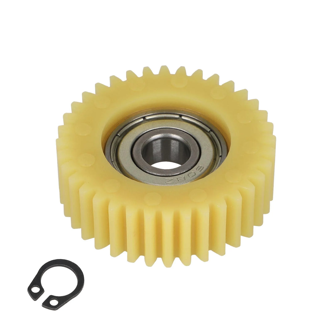 Ingranaggio in nylon giallo 36T con cuscinetto 608 da 38 mm di diametro per motore GT 250W Motore veicolo elettrico Ingranaggio in nylon a 36 denti Veicolo pieghevole Batteria veicolo Servizio di guida veicolo Batteria al litio Veicolo Skateboard