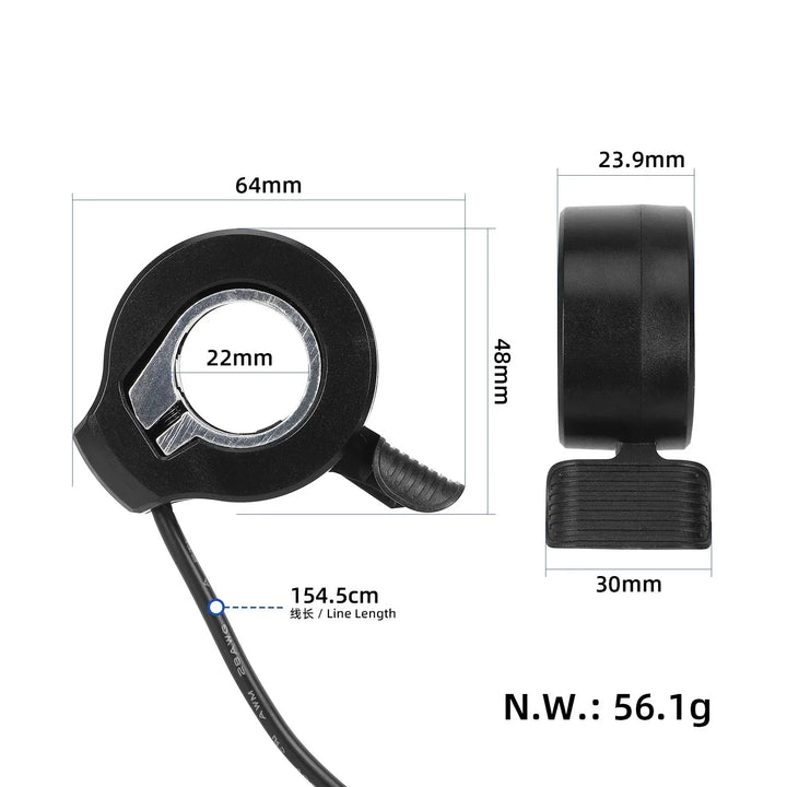 Acceleratore a pollice per monopattino elettrico con cavo da 1,5 metri, sensore Hall con terminale SM, acceleratore a pollice per monopattino elettrico, freno a dito, accessori per biciclette