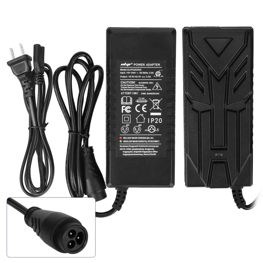 Ulip 18V to 42V2A Charger with Big LP16-3P Head EU Plug Ulip Big Eight Ming Head 42v2a Transformers European Standard Charger Electric Bike Electric Scooter 18V 36V 42V 2A Lithium Battery Charger Power Adapter