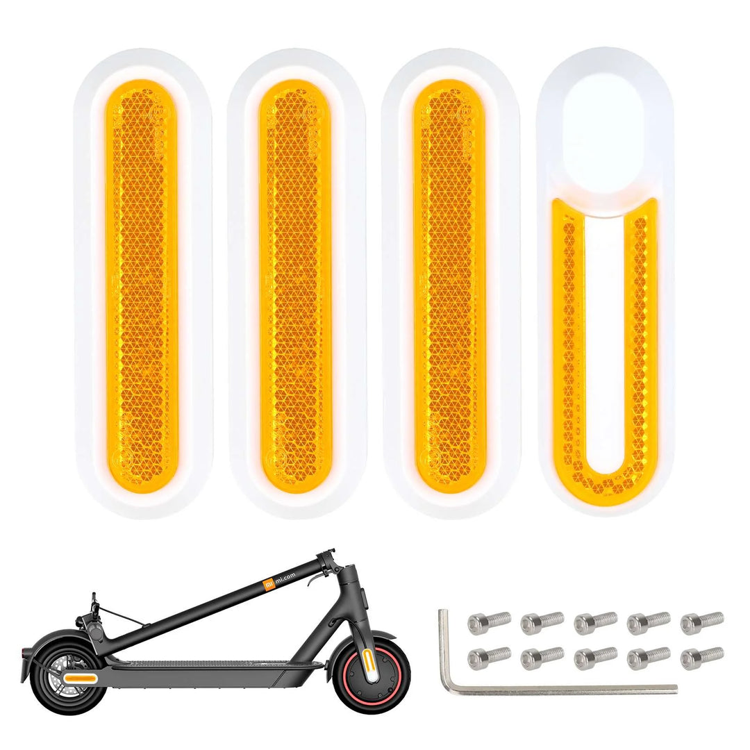4 Pezzi Gusci Decorativi Grigio Con Barre Catarifrangenti Gialle Per m365 1s Pro Pro2 E Lite Copriruota Guscio Protettivo Per Scooter Elettrico Xiaomi 3 M365 Pro 2 1s Tubo Riflettente Di Sicurezza Anteriore Posteriore Parti Catarifrangenti Notturne