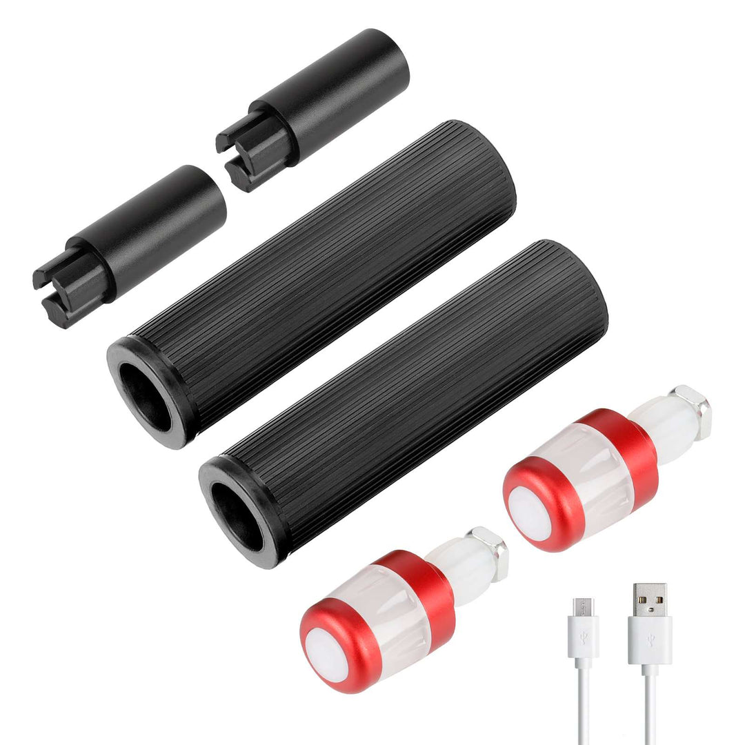 Ulip Indicatori di direzione a LED Manopole Antiscivolo per Manubrio Prolunga per Manubrio Manopole per Ninebot Max G30 G30D/E/LP Monopattino Elettrico Kit di Impugnature in Silicone con Luce Estensibile Ricaricabile USB per Max G30