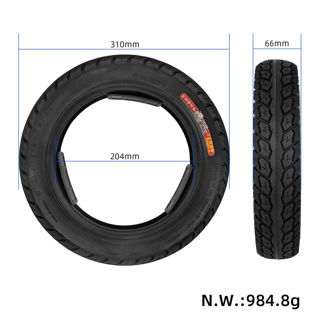 Pneumatico CST 62-203 (121/2*21/4) Pneumatico per guida di generazione Pneumatico per bici elettrica da 12 pollici Pneumatico tubeless da 12 pollici (62-203) 12 1/2 X 2 1/4 Scooter elettrico per passeggino urbano Adatto a molti gas Pneumatico 12x2.125