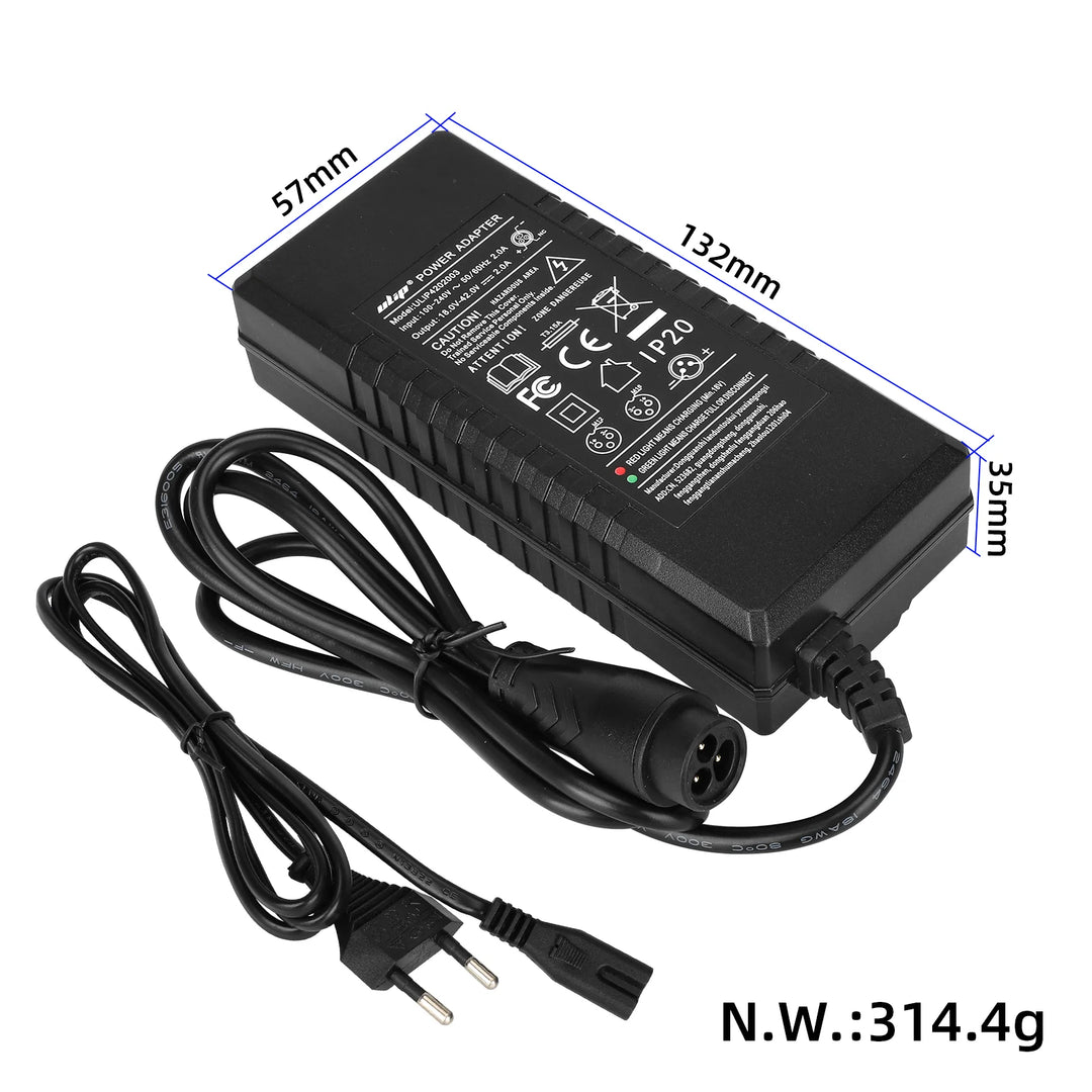 Ulip 18V to 42V2A Charger with Big LP16-3P Head EU Plug Ulip Big Eight Ming Head 42v2a Transformers European Standard Charger Electric Bike Electric Scooter 18V 36V 42V 2A Lithium Battery Charger Power Adapter