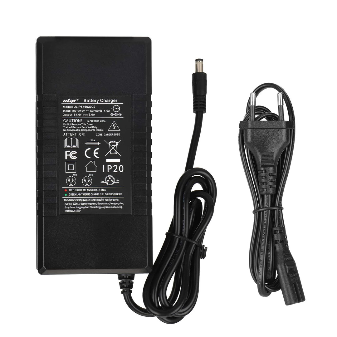 Ulip42V~54.6V3A DC2.1 Certified Charger EU Plug Charger 42V3A Adapter Lithium Battery Balance Bike Charger European Standard Li-ion Battery Pack Charger Power Adapte Input 100-240V 48V 13S Lithium Skateboard Balance Vehicle Battery with Fan