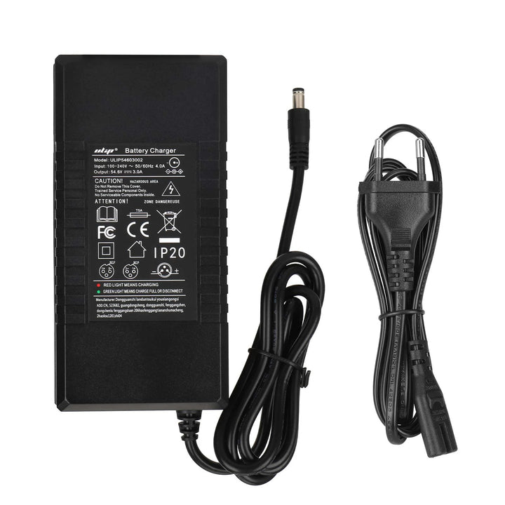Ulip42V~54.6V3A DC2.1 Certified Charger EU Plug Charger 42V3A Adapter Lithium Battery Balance Bike Charger European Standard Li-ion Battery Pack Charger Power Adapte Input 100-240V 48V 13S Lithium Skateboard Balance Vehicle Battery with Fan