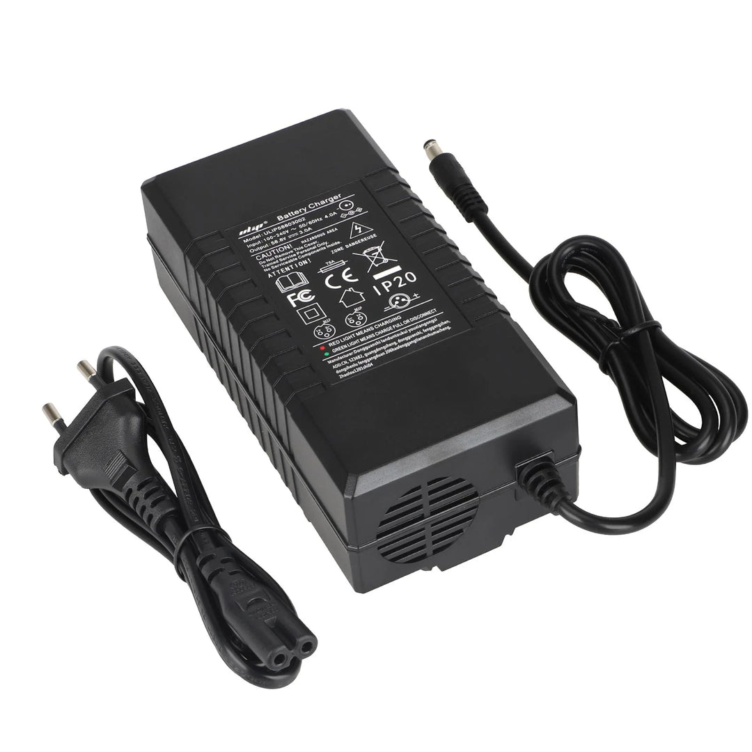 Ulip 42V~58.8V 3A DC2.1 Head Certified Charger EU Plug with CE And FCC Certification For 48V To 58.8V And 52V To 58.8V Charger Li-ion Battery Pack Charger Power Adapte Input 100-240V Lithium Skateboard Balance Vehicle Battery with Fan