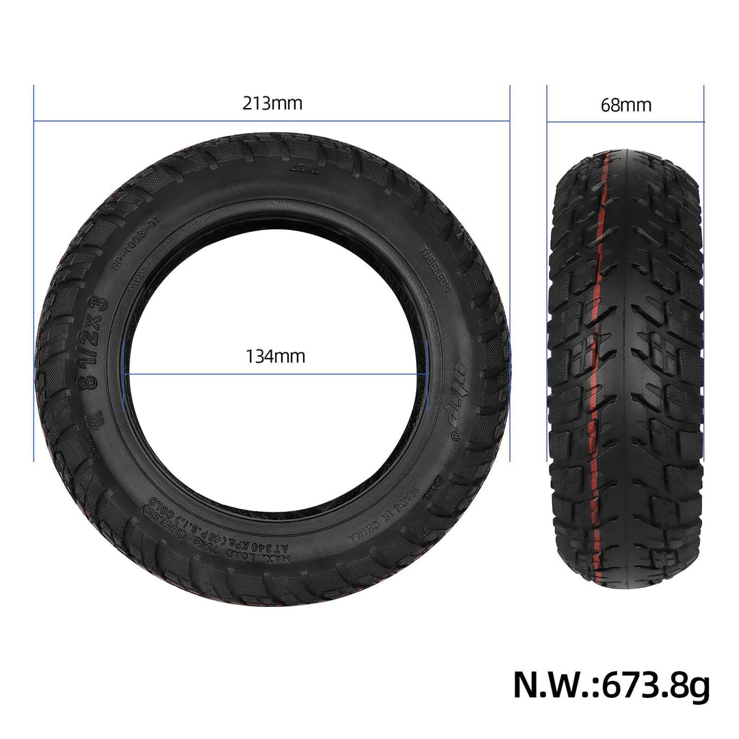 ULIP 8.5x3.0 Off-road Self-Healing Tire with Valve for Kukurin G2 Pro Zero 8 9 Pro Electric Scooter 8.5*3 (50-134) Inch Tubeless Tire Replacement Accessories Built-in Self-Healing Glue Anti-Punch Slip Tire Front and Rear Wheel All-Terrain Thick Tire