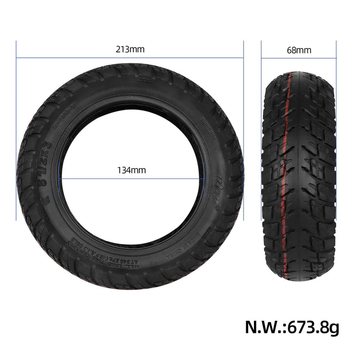 ULIP 8.5x3.0 Off-road Self-Healing Tire with Valve for Kukurin G2 Pro Zero 8 9 Pro Electric Scooter 8.5*3 (50-134) Inch Tubeless Tire Replacement Accessories Built-in Self-Healing Glue Anti-Punch Slip Tire Front and Rear Wheel All-Terrain Thick Tire