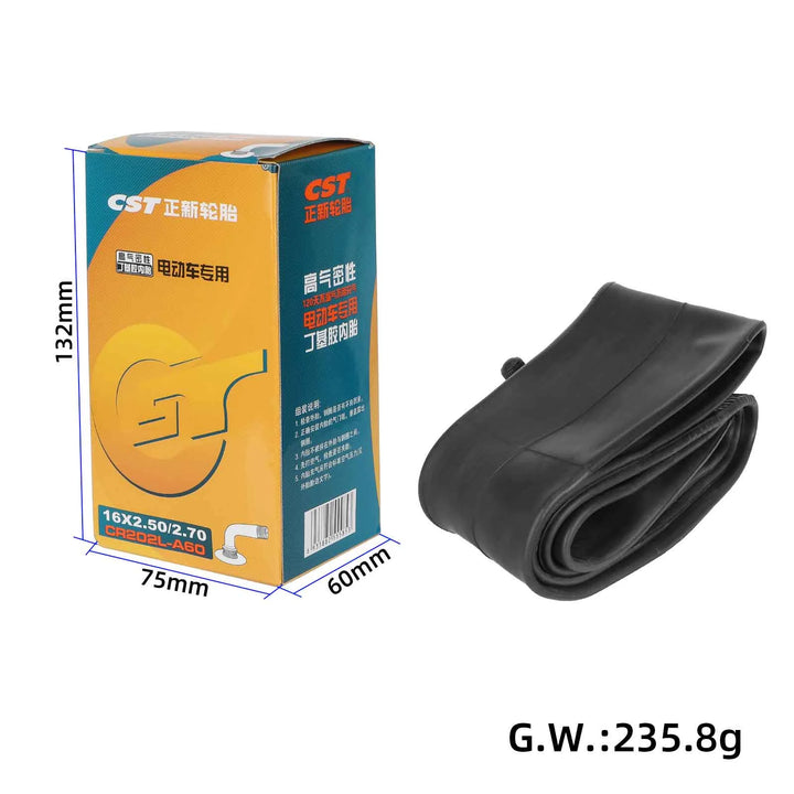 CST 16*2.5 Inner tTube with 60 Valve Inner Tube 16 x 2.50 E-Bike Gas Electric Scooters Tubes 16x2.5 with Bent Valve Stem Electric Scooter Accessories 16 Inch Camera