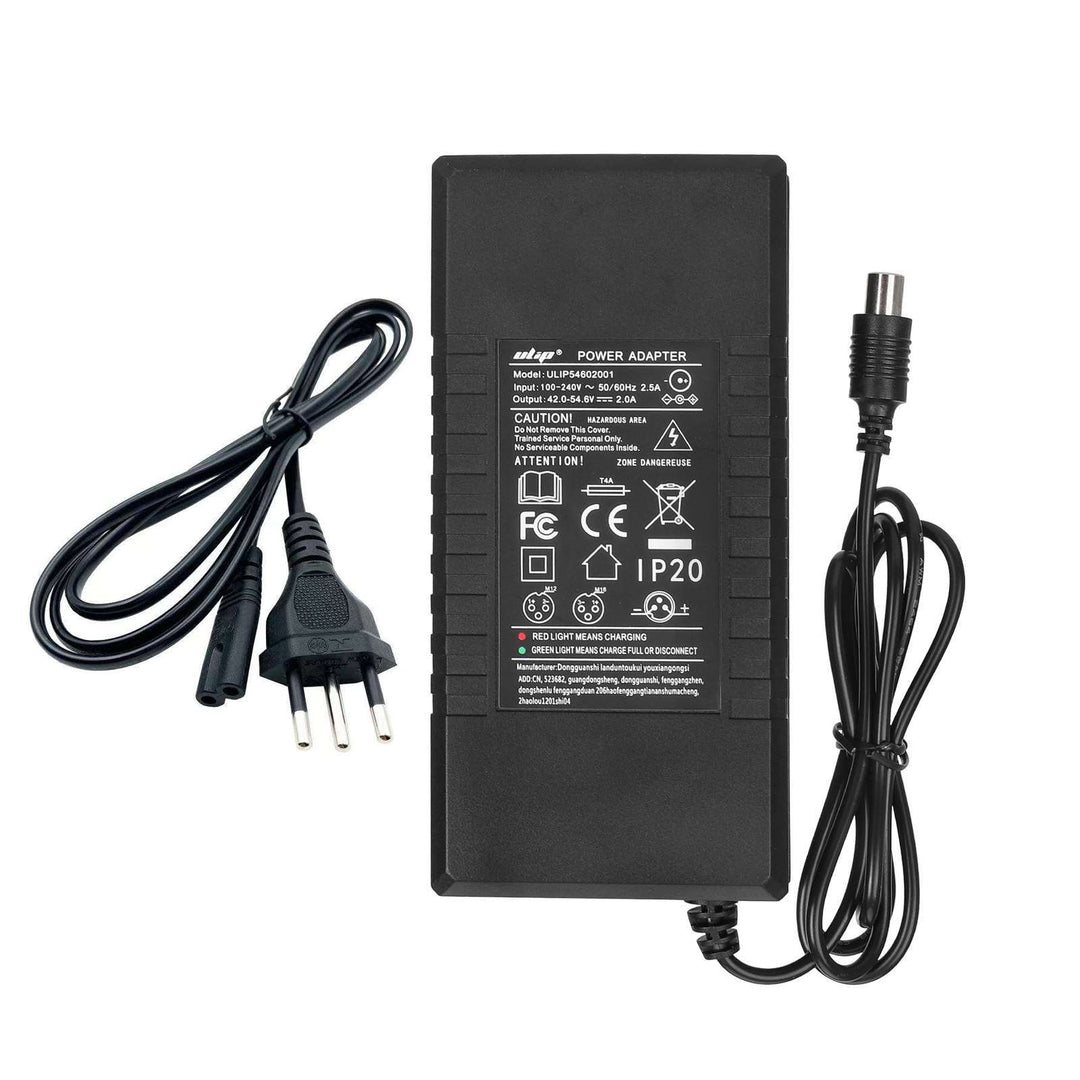 Ulip 42V~54.6V2A Charger with Xiaomi Head Certified Charger EU Plug CE And FCC Certification Lithium Battery Charger 54.6V 2A Li-ion Battery Pack Charger Power Adapte Input 100-240V 48V 13S Lithium Skateboard Balance Vehicle Battery with Fan