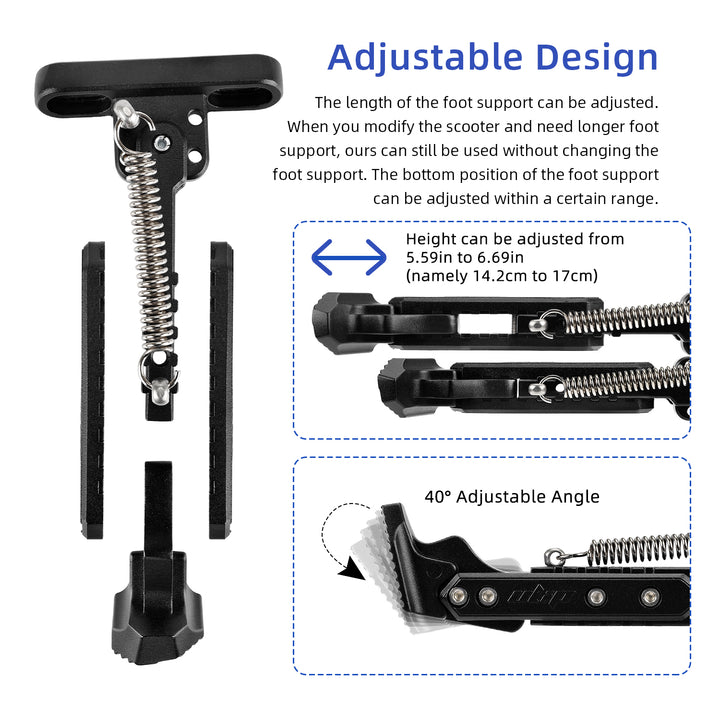 V2 Black Adjustable Aluminum kickstand for Segway Max G30 Kickstand Foot Support Side Stand Packing Rack Kickstand Parking Foot Support Stand For Ninebot Max G30 Kaabo Mantis 10 Vsett 9 Electric Scooter Adjustable Kickstand Accessories