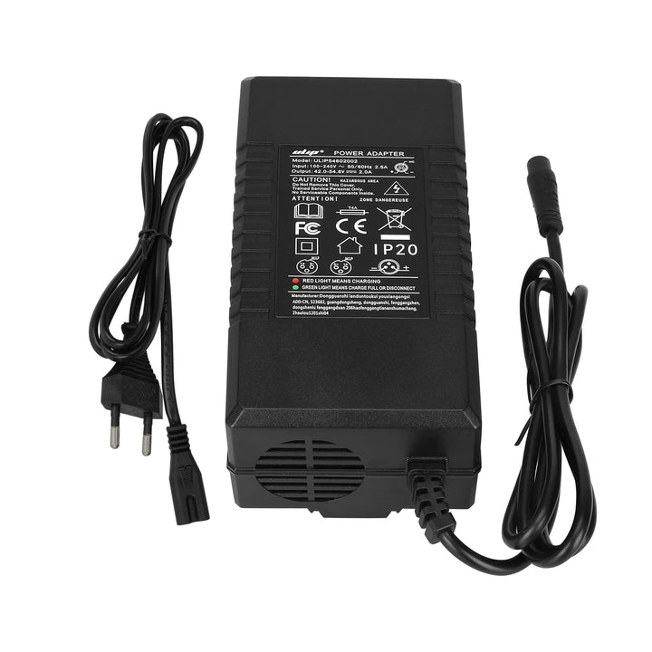 Caricabatterie Ulip 54.6V2A con testa piccola LP16-3P Spina EU Ulip Testa piccola a otto fori 54.6V2A Trasformatore Caricabatterie standard europeo Caricabatterie per scooter elettrico standard europeo Adattatore di alimentazione