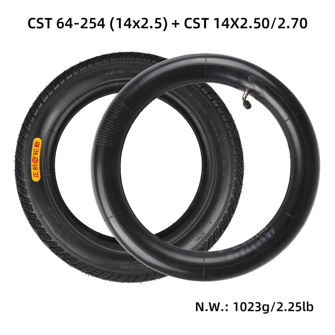 CST 14*2.5 Pneumatico Interno con Valvola Piega a 60 Gradi CST Pneumatici per Bici Elettriche da 14 Pollici 14X2.50 Gomma per Bicicletta per Bambini con Ugello Curvo Camera d&