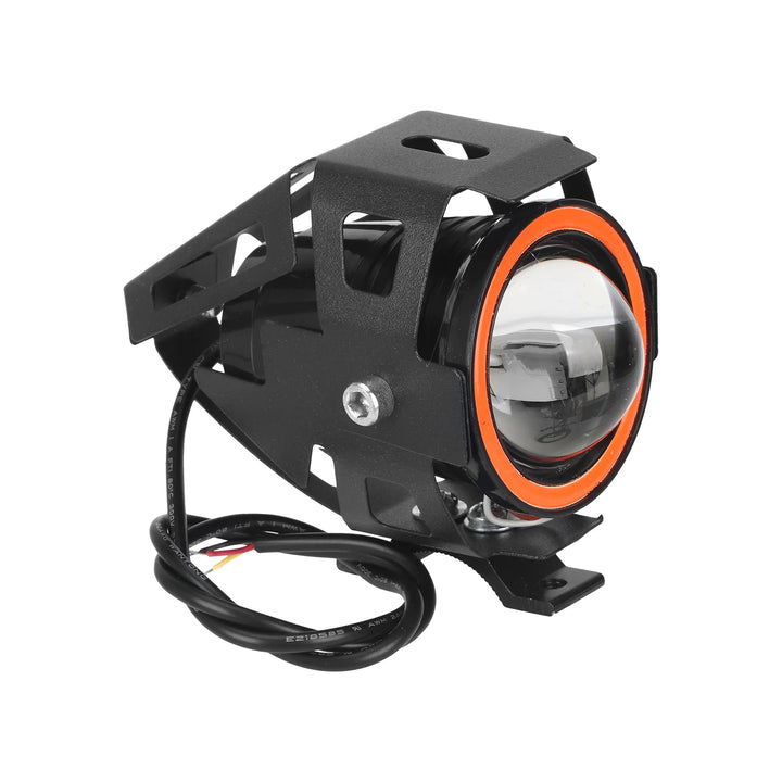 Faro anteriore a LED U7 con cerchio rosso per E-bike Mini Fari a LED per moto U7 Lampadine per fari Moto Universali 1200LM Fari fendinebbia spot