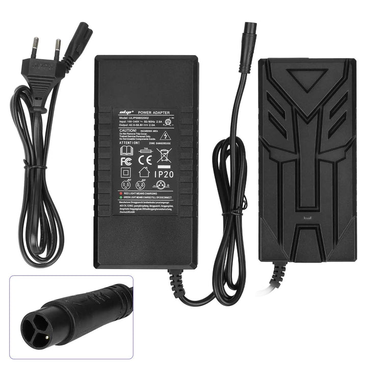 Caricabatterie Ulip 58.8V2A con testina LP16-3P piccola, spina EU, Ulip Small Eight Ming Head 58.8V2A, trasformatore standard europeo, caricabatterie per batteria scooter elettrico, adattatore di alimentazione