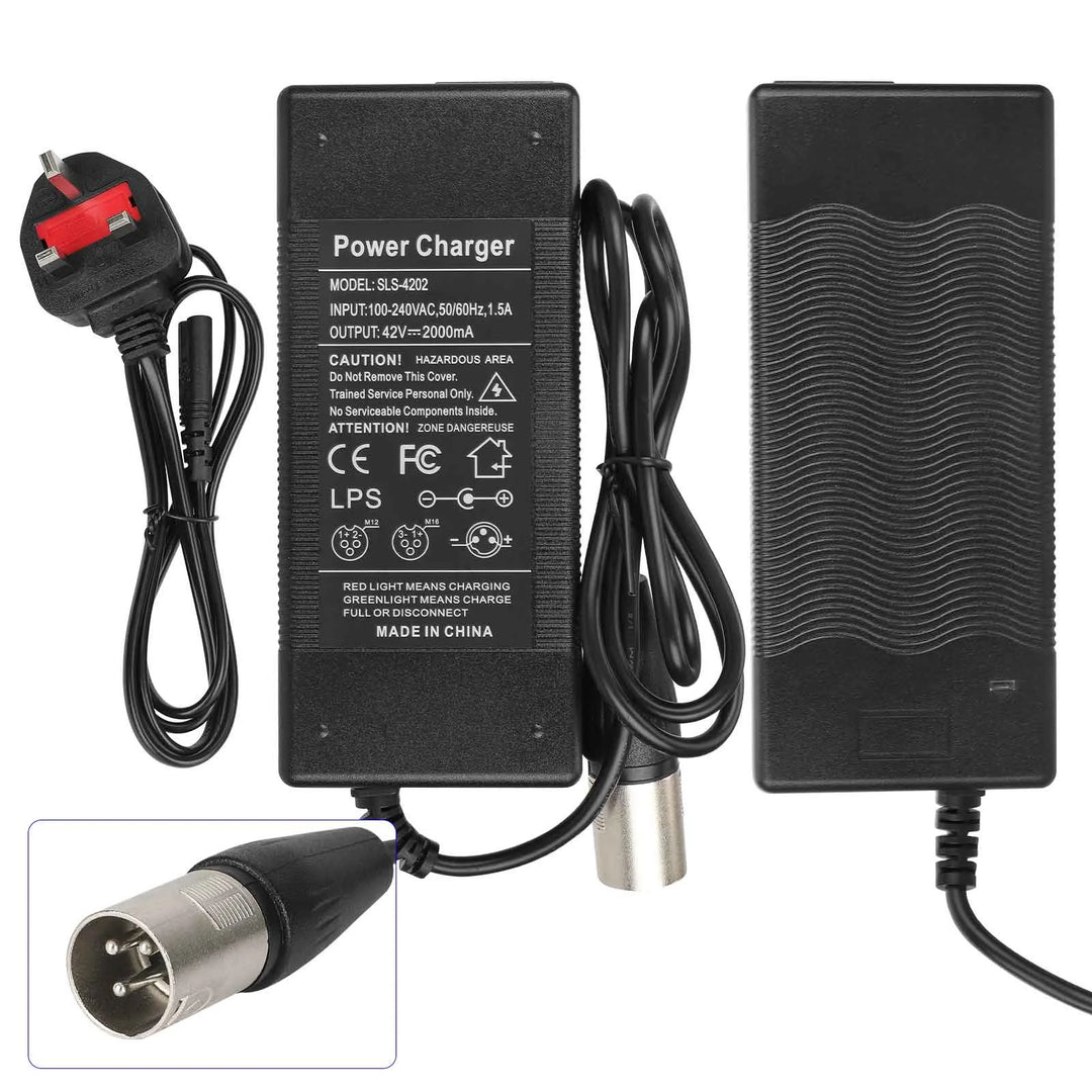 Caricabatterie 42V2A con testa Kallon spina EU Caricabatterie standard europeo Caricabatterie per veicoli elettrici Scooter elettrico Testa rotonda 36V 2A Cavo adattatore di alimentazione Accessori