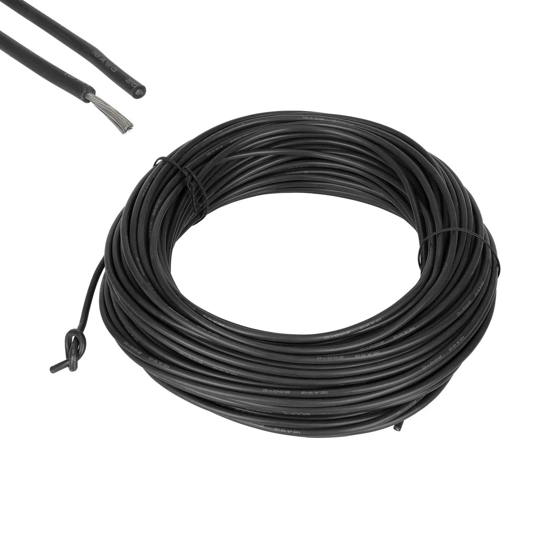 Cavo Solare in Silicone Nero 16AWG Extra Morbido Alta Temperatura 30m Flessibile Prolunga in Rame Stagnato Cavo Batteria DC Sistema Pannello Fotovoltaico