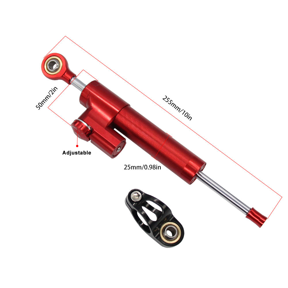 Red Aluminum Motorcycle Steering Damper Stabilizer Linear Reversed Safety Control Damper Reversed Safety Control Steering Damper for Zero 10X Scooter Accessories