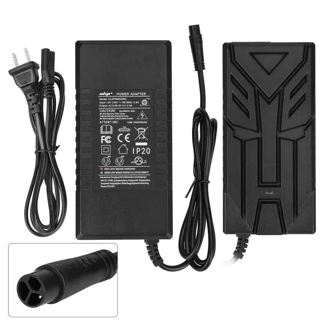 Caricabatterie Ulip 54.6V2A con testa piccola LP16-3P Spina EU Ulip Testa piccola a otto fori 54.6V2A Trasformatore Caricabatterie standard europeo Caricabatterie per scooter elettrico standard europeo Adattatore di alimentazione