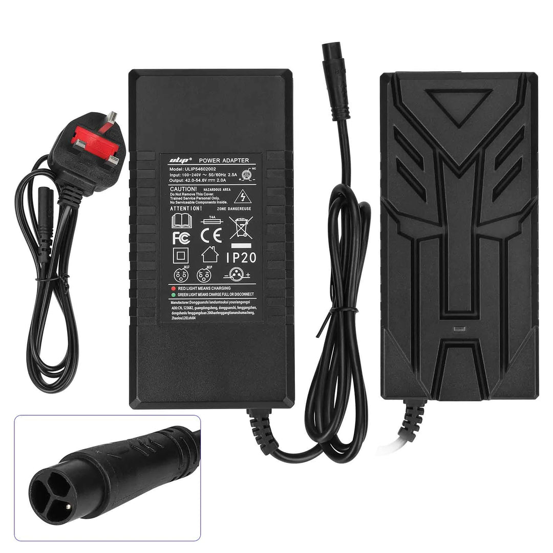 Caricabatterie Ulip 54.6V2A con testa piccola LP16-3P Spina EU Ulip Testa piccola a otto fori 54.6V2A Trasformatore Caricabatterie standard europeo Caricabatterie per scooter elettrico standard europeo Adattatore di alimentazione