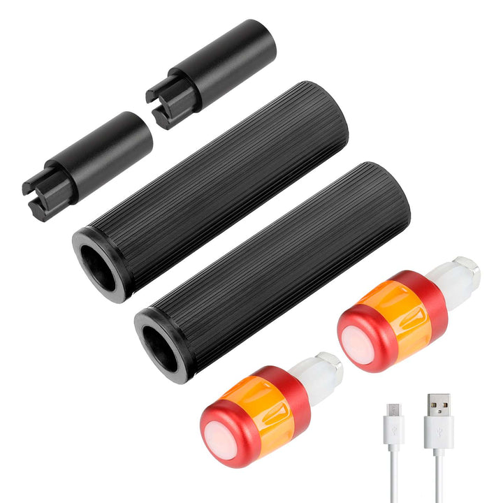 Ulip Indicatori di direzione a LED Manopole Antiscivolo per Manubrio Prolunga per Manubrio Manopole per Ninebot Max G30 G30D/E/LP Monopattino Elettrico Kit di Impugnature in Silicone con Luce Estensibile Ricaricabile USB per Max G30