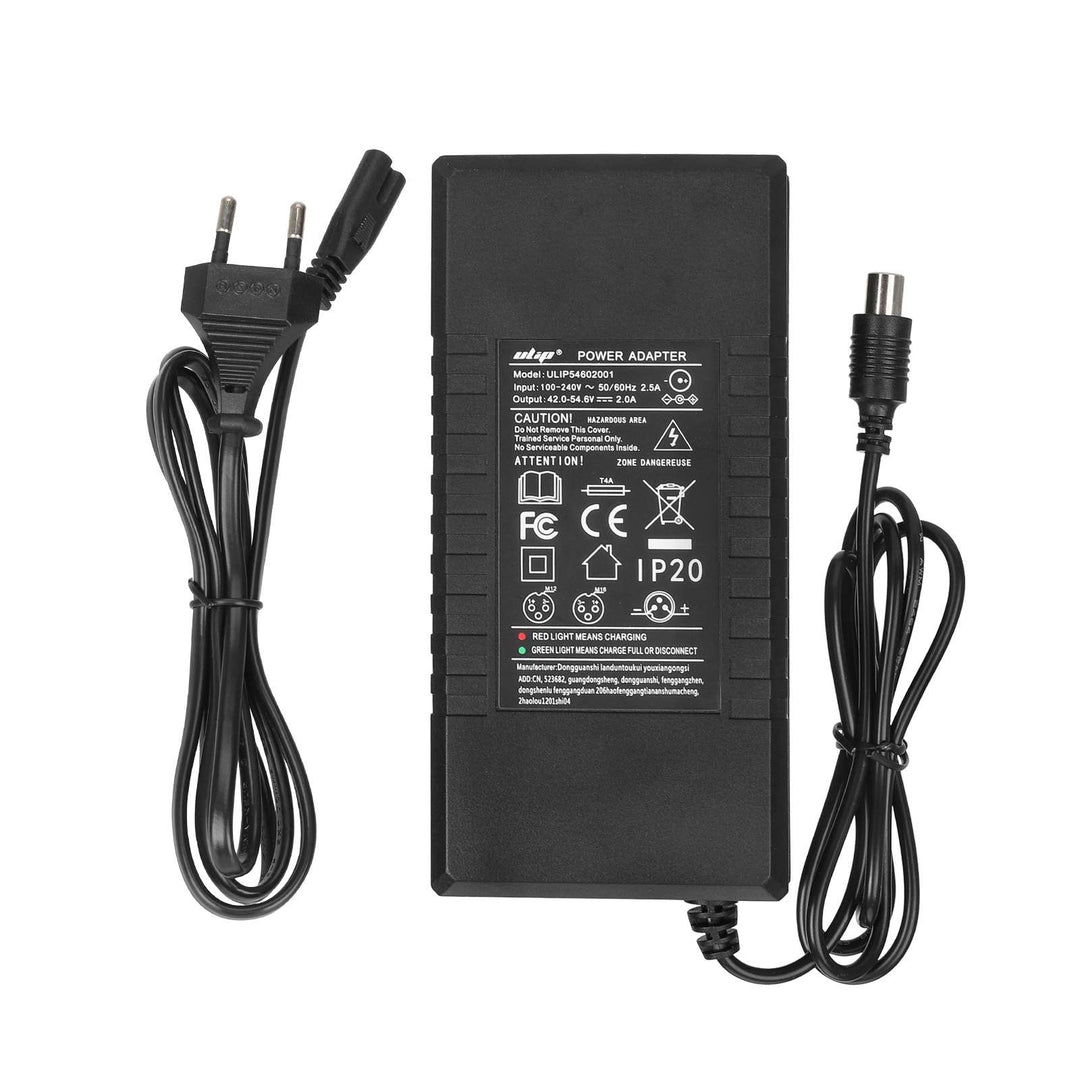 Ulip 42V~54.6V2A Charger with Xiaomi Head Certified Charger EU Plug CE And FCC Certification Lithium Battery Charger 54.6V 2A Li-ion Battery Pack Charger Power Adapte Input 100-240V 48V 13S Lithium Skateboard Balance Vehicle Battery with Fan