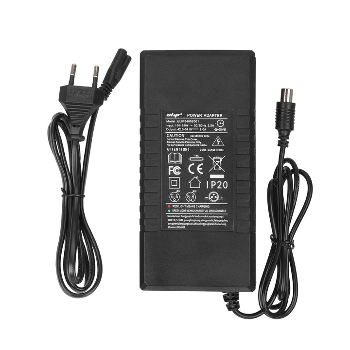 Ulip 42V~54.6V2A Charger with Xiaomi Head Certified Charger EU Plug CE And FCC Certification Lithium Battery Charger 54.6V 2A Li-ion Battery Pack Charger Power Adapte Input 100-240V 48V 13S Lithium Skateboard Balance Vehicle Battery with Fan