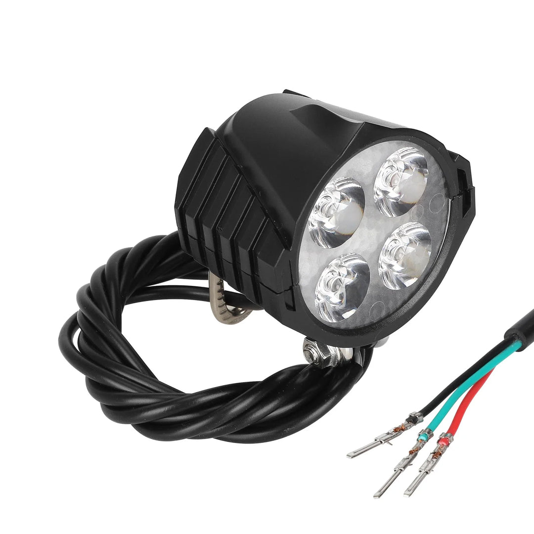 36V 48V E-Bike Horn Light High Power Electric Bicycle Scooter LED Headlight Front Lamp Waterproof Outdoor Cycle Biking Accessories Electric Bike Headlight Horn Wire Length: 1800mm 36V/48V Compatible