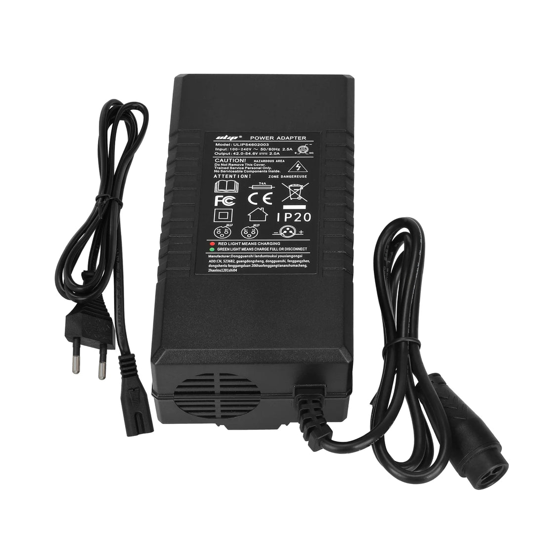 Caricabatterie Ulip 54.6V2A con testina LP16-3P grande, spina europea, testina Ulip Big Eight Ming 54.6V2A, Trasformatore, Caricabatterie standard europeo, Adattatore di alimentazione per scooter elettrico