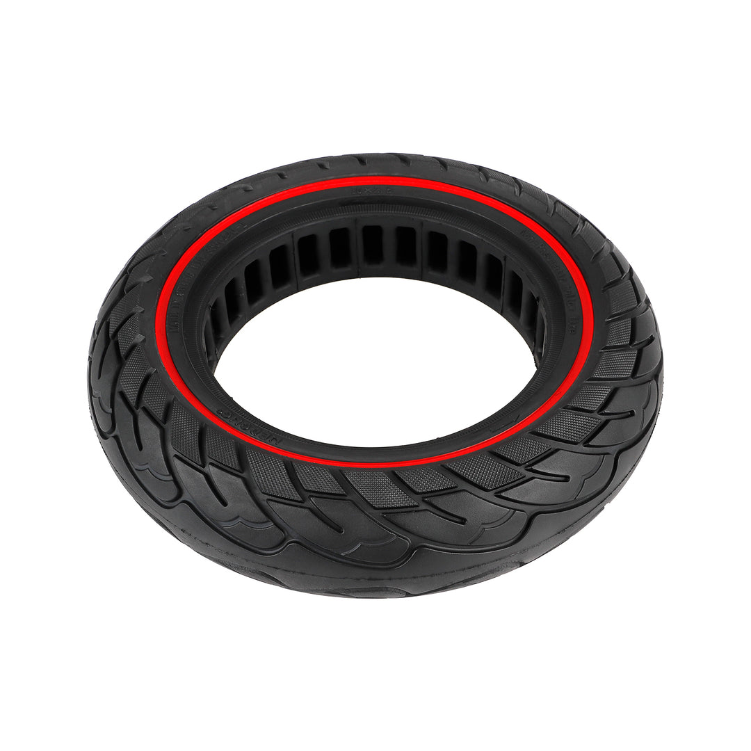10 Inch Solid Tire with Red Circle and 37mm Slot 10X2.5 10x2.50 for KUGOO M4 / M4 Pro Electric Scooter Polka Dot Inner Honeycomb Tire Rubber Parts 10x2.5-6.1 Tyres 10Inch Off-Road Solid Tires Wear-resistant Puncture-proof Tire Parts