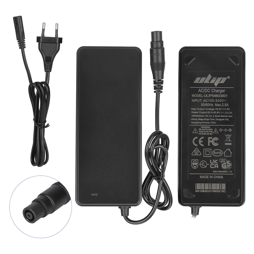 Caricabatterie Ulip 53,6V/54,6V 2A con connettore Xiaomi O e spina EU per monopattino elettrico Xiaomi 4 Pro Plus/4 Pro Max/Ninebot G3 F3 GT3 ZT3 Adattatore di alimentazione