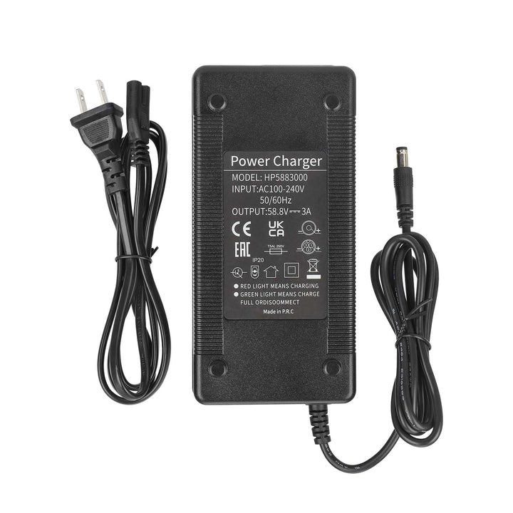 Caricabatterie 58,8V 3A DC2.1 Spina EU 52V 3A con connettore DC2.1 5521 5.5*2.1 Accessori Cavo di Alimentazione a Testa Tonda per Veicoli Elettrici e Scooter Elettrici Batteria 58,8V