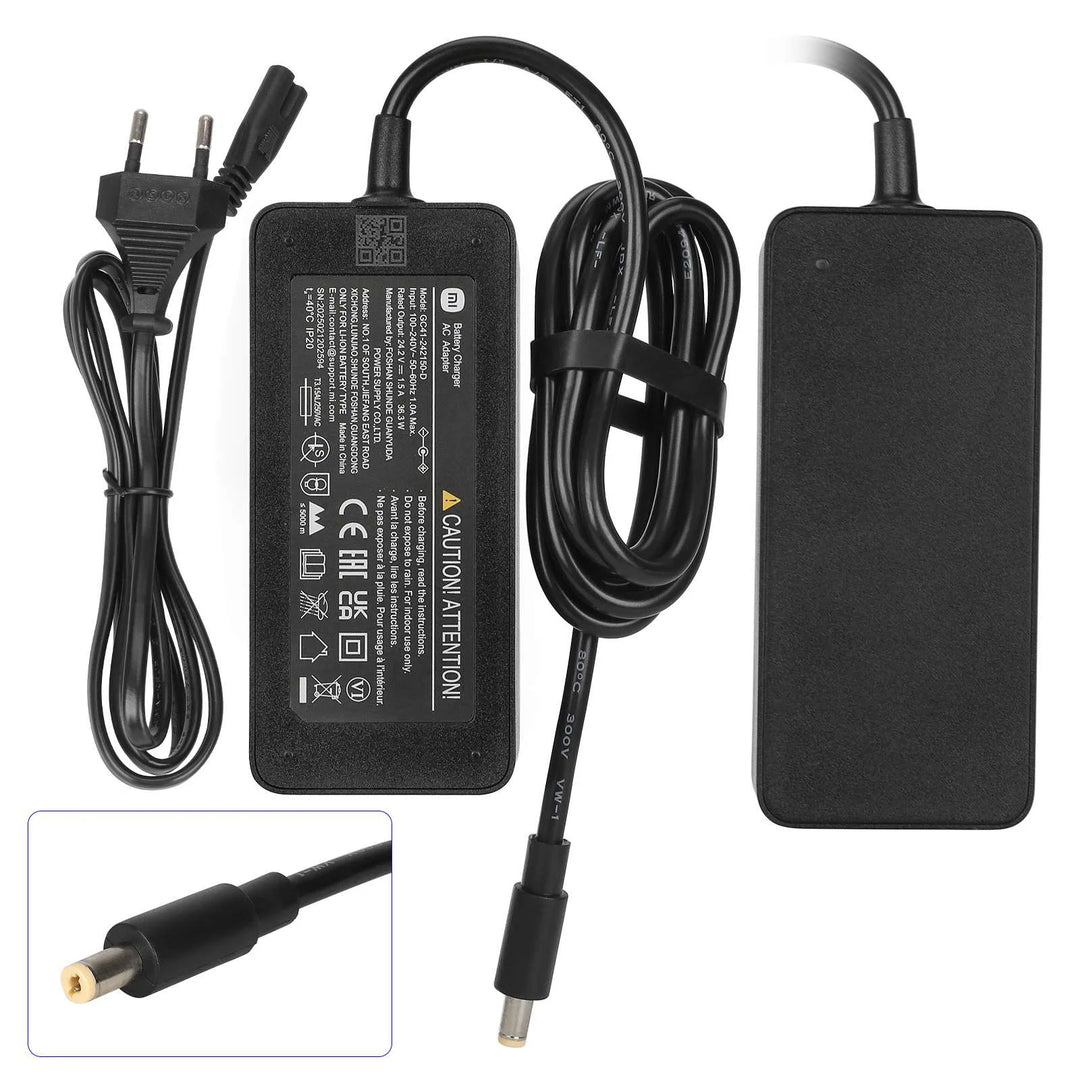 Caricatore originale Xiaomi 24.2V1.5A con testa DC2.1, spina EU, adattatore di alimentazione per scooter elettrico, caricatore 24.2V 1.5A, ricambi e accessori