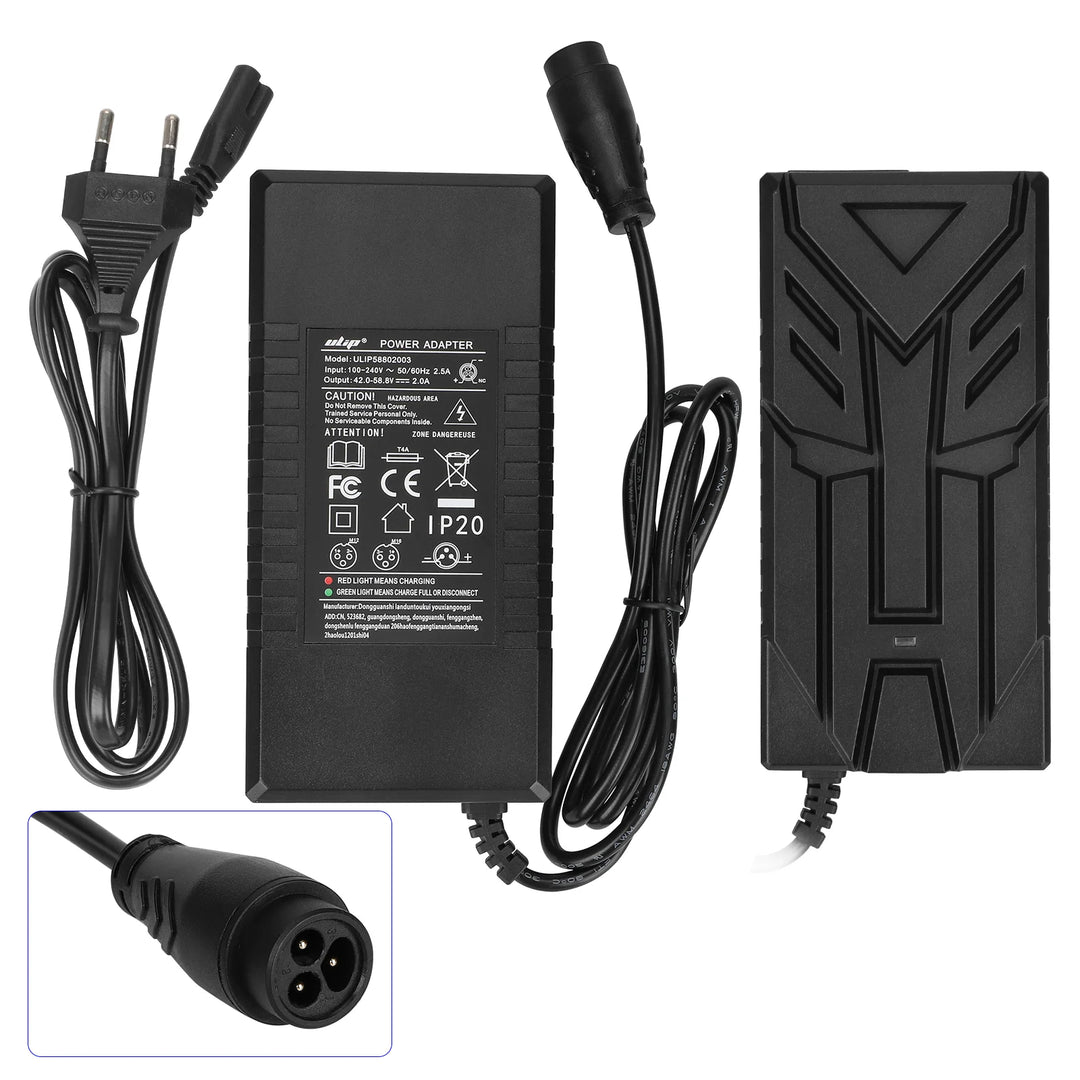 Caricabatterie Ulip 58.8V2A con testina grande LP16-3P Spina UE Ulip Big Eight Ming Head 58.8V2A Trasformatore Caricabatterie Standard Europeo Caricabatterie per Scooter Elettrico Standard Europeo Adattatore di Alimentazione