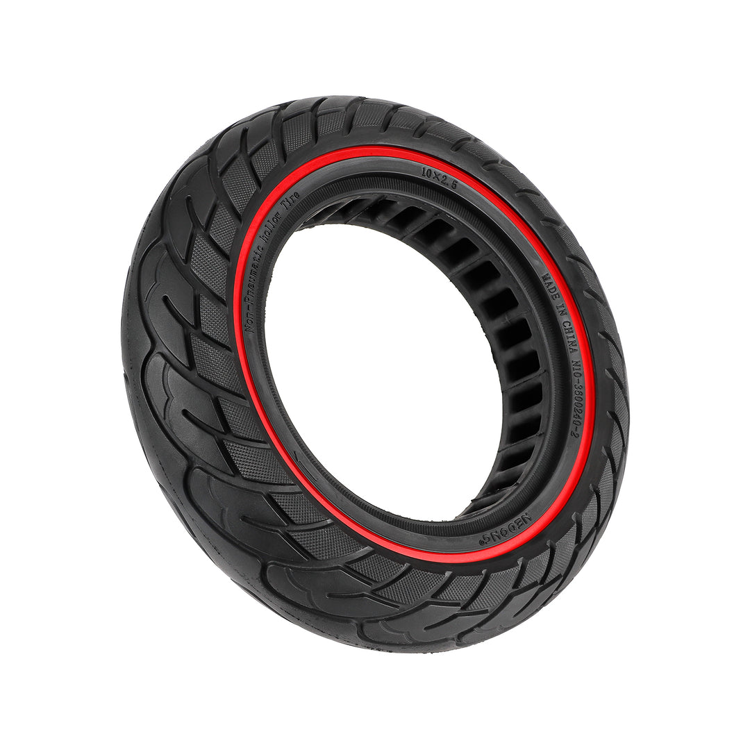 10 Inch Solid Tire with Red Circle and 37mm Slot 10X2.5 10x2.50 for KUGOO M4 / M4 Pro Electric Scooter Polka Dot Inner Honeycomb Tire Rubber Parts 10x2.5-6.1 Tyres 10Inch Off-Road Solid Tires Wear-resistant Puncture-proof Tire Parts