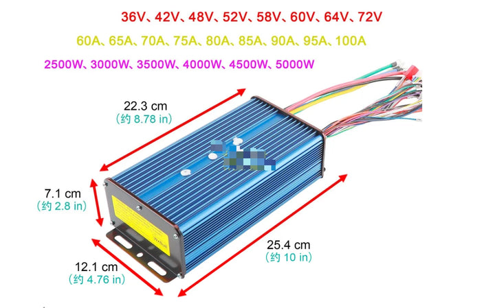 Controller Brushless DC a 24 Canali ad Alta Potenza 36V-48V-60V-72V-84V 2500W-3000W-4000W Universale (Corrente Massima 60A-100A)