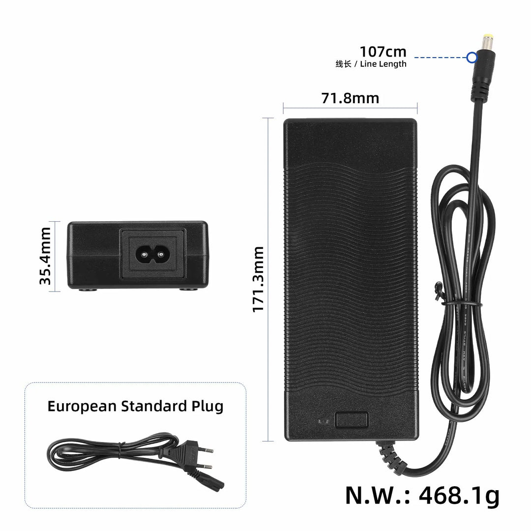 Caricabatterie originale da 58,8V2A con testa DC2.1 standard europeo per monopattino elettrico Kukirin G3, caricabatterie originale, ingresso 100-240V, uscita 52V 58,8V 2,0A, parti di ricambio per caricabatterie al litio