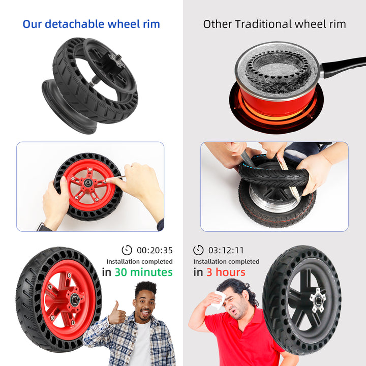 Mozzo posteriore sdoppiato Red Ulip per monopattino elettrico Xiaomi Pro/Pro2, ricambio mozzo posteriore sdoppiato per pneumatici pieni, mozzo in alluminio, cerchio da 8,5 pollici