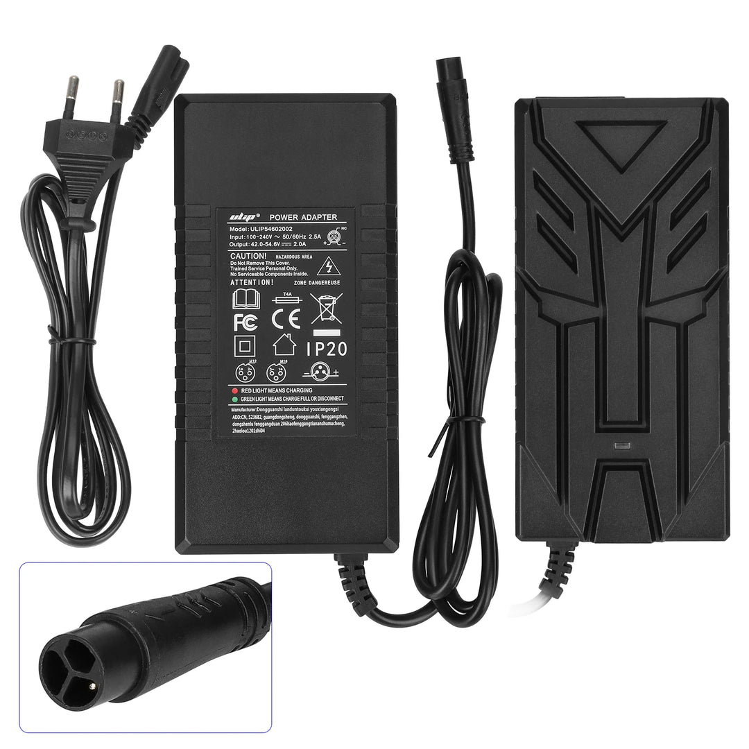 Caricabatterie Ulip 54.6V2A con testa piccola LP16-3P Spina EU Ulip Testa piccola a otto fori 54.6V2A Trasformatore Caricabatterie standard europeo Caricabatterie per scooter elettrico standard europeo Adattatore di alimentazione