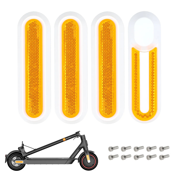 4 Pezzi Gusci Decorativi Grigio Con Barre Catarifrangenti Gialle Per m365 1s Pro Pro2 E Lite Copriruota Guscio Protettivo Per Scooter Elettrico Xiaomi 3 M365 Pro 2 1s Tubo Riflettente Di Sicurezza Anteriore Posteriore Parti Catarifrangenti Notturne
