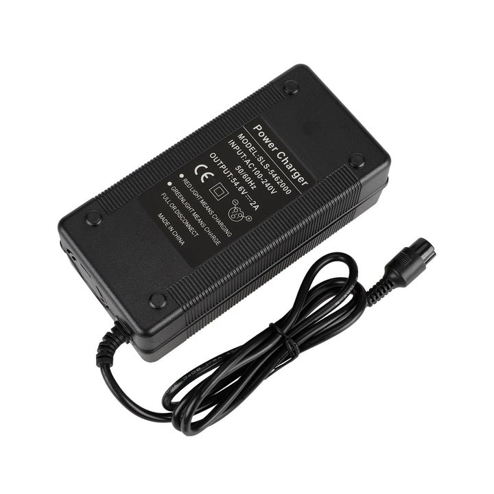 Caricabatterie 54.6V2A con connettore GX16 a 3 pin, ventola e spina EU, per veicoli elettrici, scooter elettrici, con cavo di alimentazione a testa tonda, accessori, adattatore di alimentazione per batterie al litio
